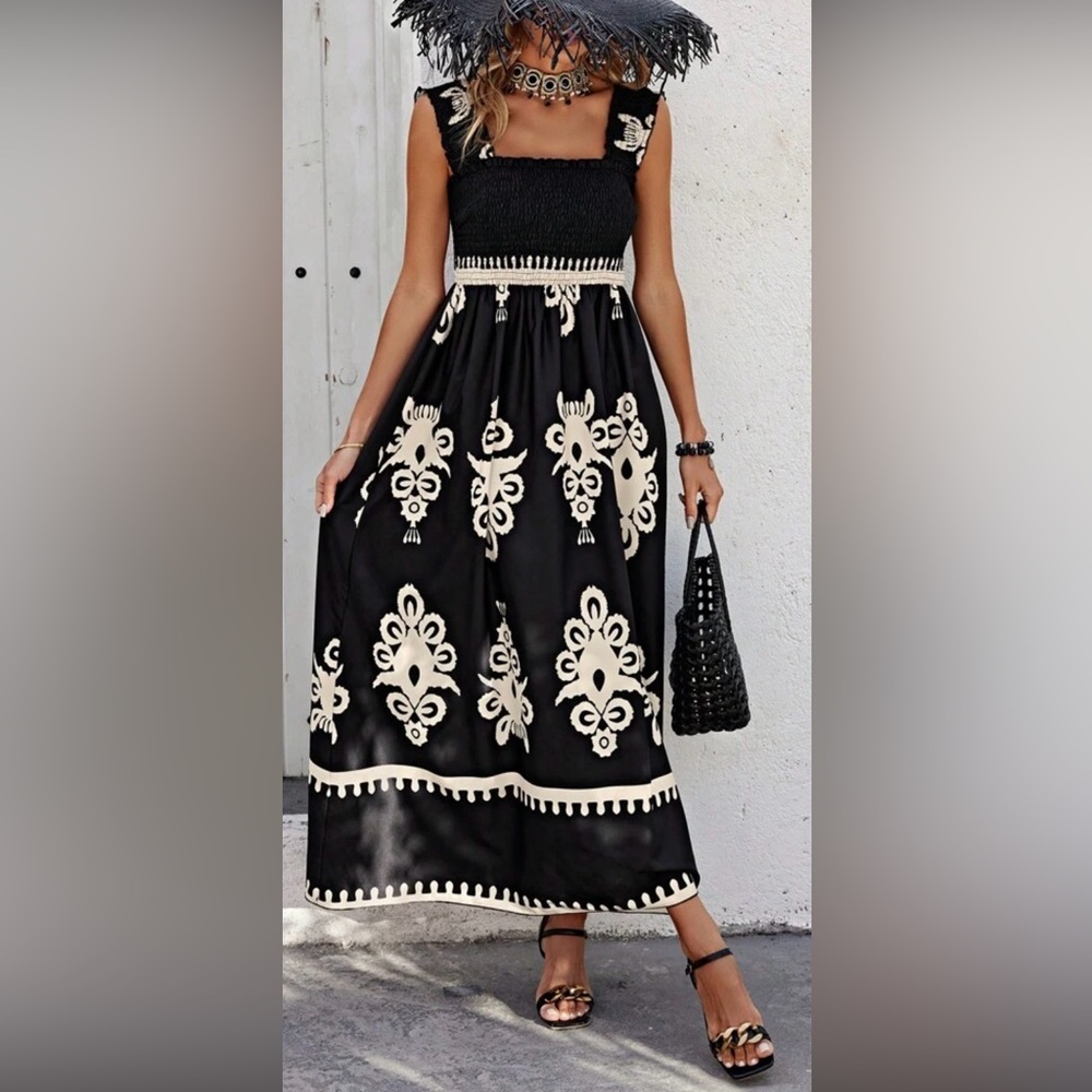 Black and Tan Maxi Summer Dress - NEVER WORN